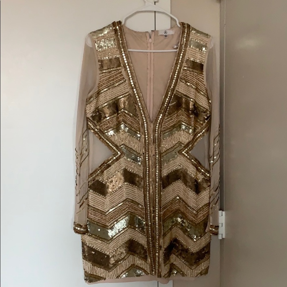 Missguided sequin mini dress with mesh cutout